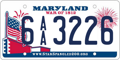 MD license plate 6AA3226