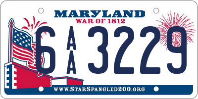 MD license plate 6AA3229