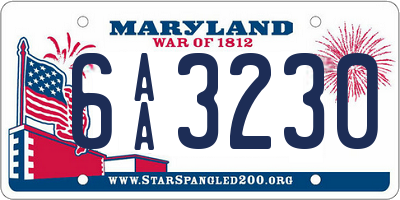 MD license plate 6AA3230