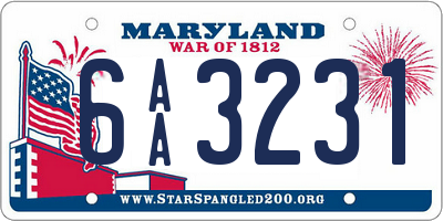 MD license plate 6AA3231