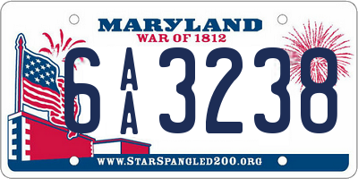 MD license plate 6AA3238