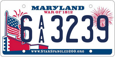 MD license plate 6AA3239