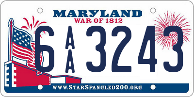 MD license plate 6AA3243