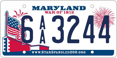 MD license plate 6AA3244