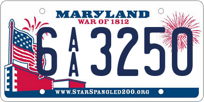 MD license plate 6AA3250