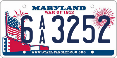 MD license plate 6AA3252