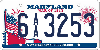 MD license plate 6AA3253