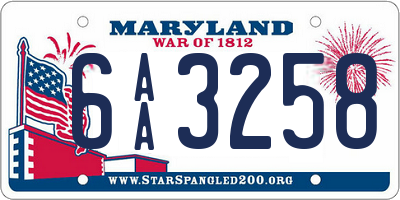 MD license plate 6AA3258