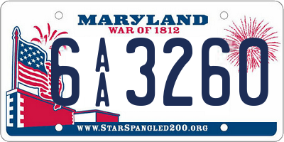 MD license plate 6AA3260