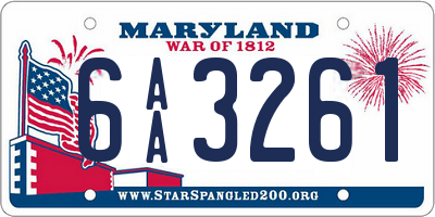 MD license plate 6AA3261