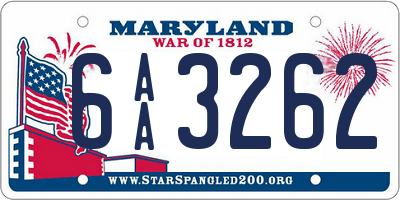 MD license plate 6AA3262