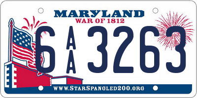 MD license plate 6AA3263