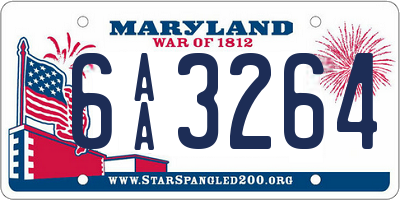 MD license plate 6AA3264