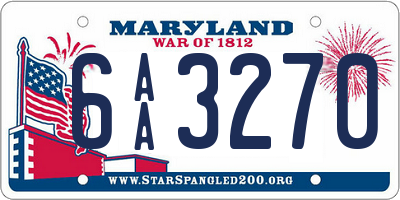 MD license plate 6AA3270