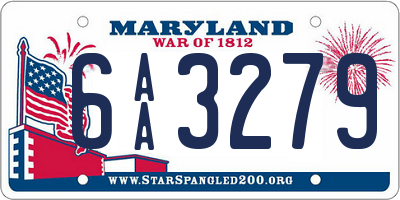 MD license plate 6AA3279