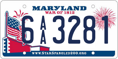 MD license plate 6AA3281