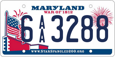 MD license plate 6AA3288