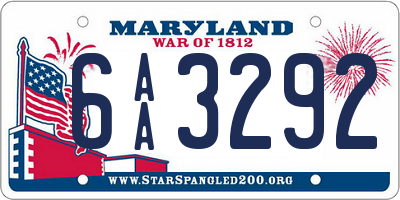 MD license plate 6AA3292
