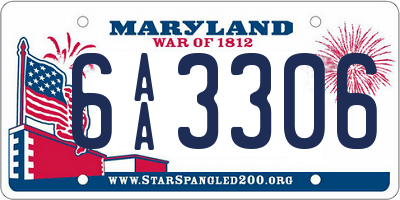 MD license plate 6AA3306