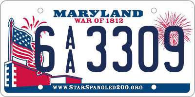 MD license plate 6AA3309