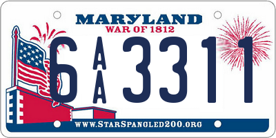 MD license plate 6AA3311