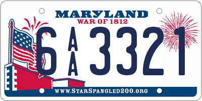 MD license plate 6AA3321