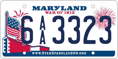 MD license plate 6AA3323