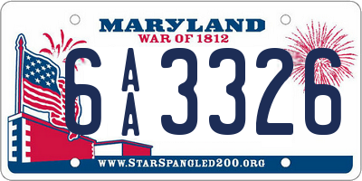 MD license plate 6AA3326