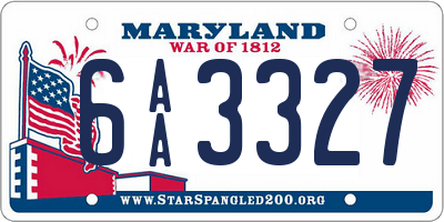 MD license plate 6AA3327