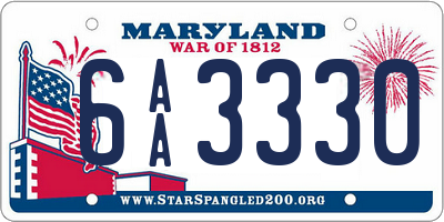 MD license plate 6AA3330