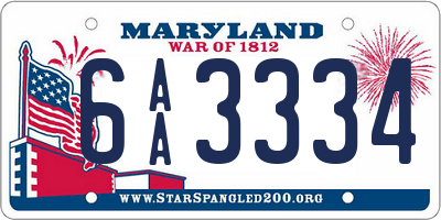 MD license plate 6AA3334