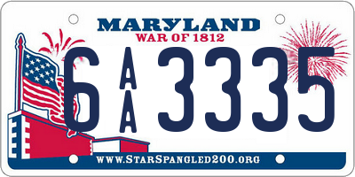 MD license plate 6AA3335