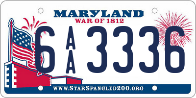 MD license plate 6AA3336