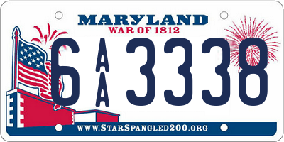 MD license plate 6AA3338