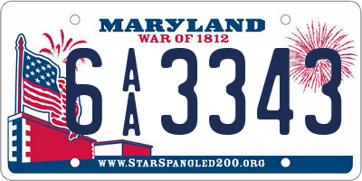 MD license plate 6AA3343