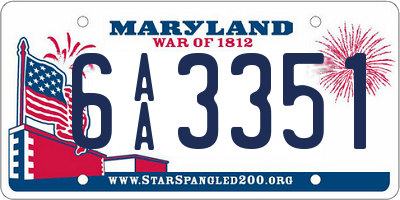 MD license plate 6AA3351