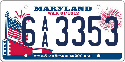 MD license plate 6AA3353