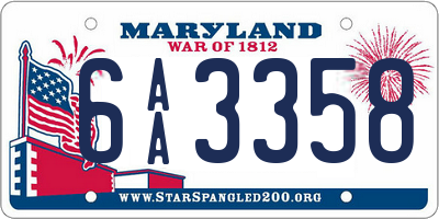 MD license plate 6AA3358