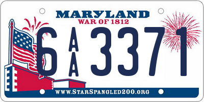 MD license plate 6AA3371