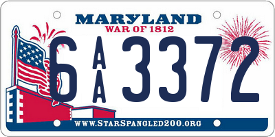 MD license plate 6AA3372