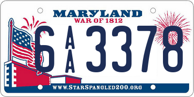 MD license plate 6AA3378