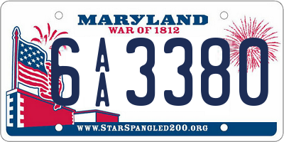 MD license plate 6AA3380