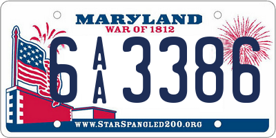 MD license plate 6AA3386