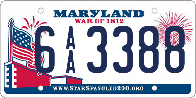 MD license plate 6AA3388