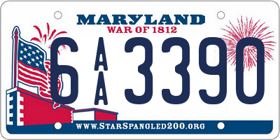 MD license plate 6AA3390