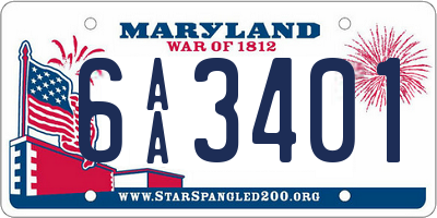 MD license plate 6AA3401