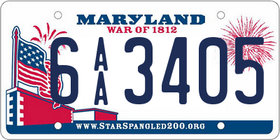 MD license plate 6AA3405