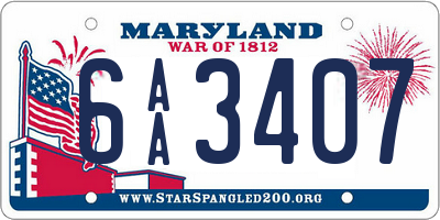 MD license plate 6AA3407