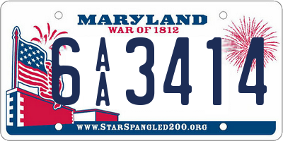 MD license plate 6AA3414