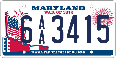 MD license plate 6AA3415